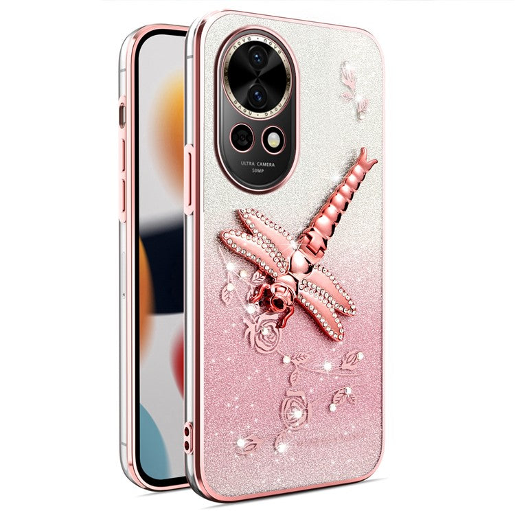 KADEM For Huawei nova 13 Case Dragonfly Kickstand TPU Flowers Glitter Phone Cover - Pink