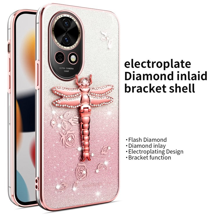 KADEM For Huawei nova 13 Case Dragonfly Kickstand TPU Flowers Glitter Phone Cover - Pink