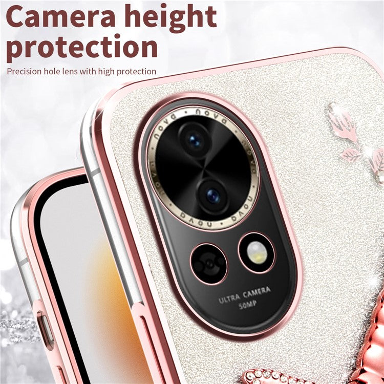 KADEM For Huawei nova 13 Case Dragonfly Kickstand TPU Flowers Glitter Phone Cover - Pink