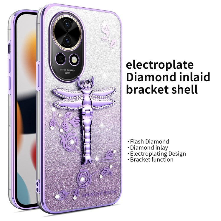KADEM For Huawei nova 13 Case Dragonfly Kickstand TPU Flowers Glitter Phone Cover - Purple