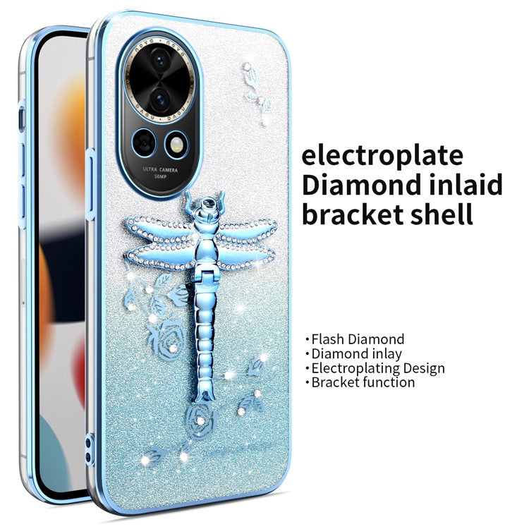 KADEM For Huawei nova 13 Case Dragonfly Kickstand TPU Flowers Glitter Phone Cover - Blue