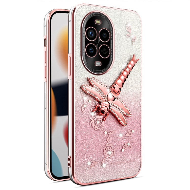 KADEM For Huawei nova 13 Pro 5G Case Dragonfly Kickstand TPU Flowers Glitter Phone Cover - Pink