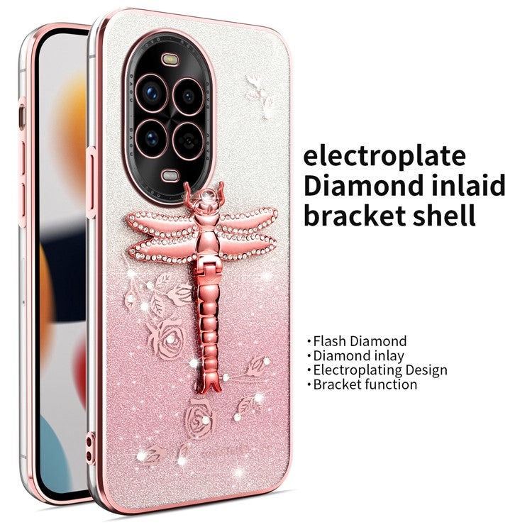 KADEM For Huawei nova 13 Pro 5G Case Dragonfly Kickstand TPU Flowers Glitter Phone Cover - Pink