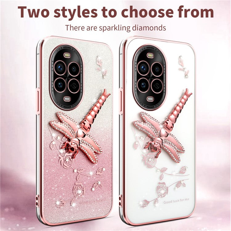 KADEM For Huawei nova 13 Pro 5G Case Dragonfly Kickstand TPU Flowers Glitter Phone Cover - Pink
