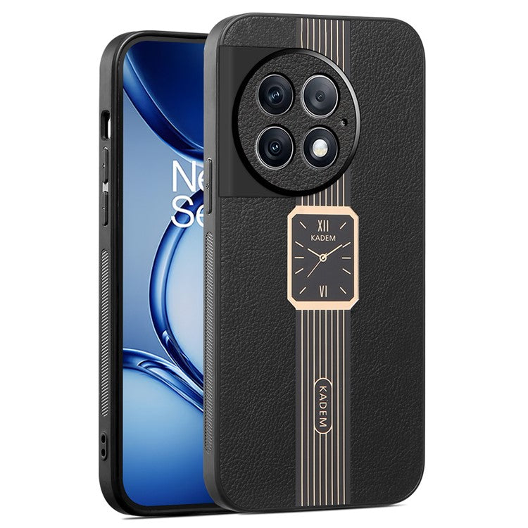 KADEM For OnePlus 13 Case Leather+TPU+Acrylic Anti-Scratch Phone Cover - Black