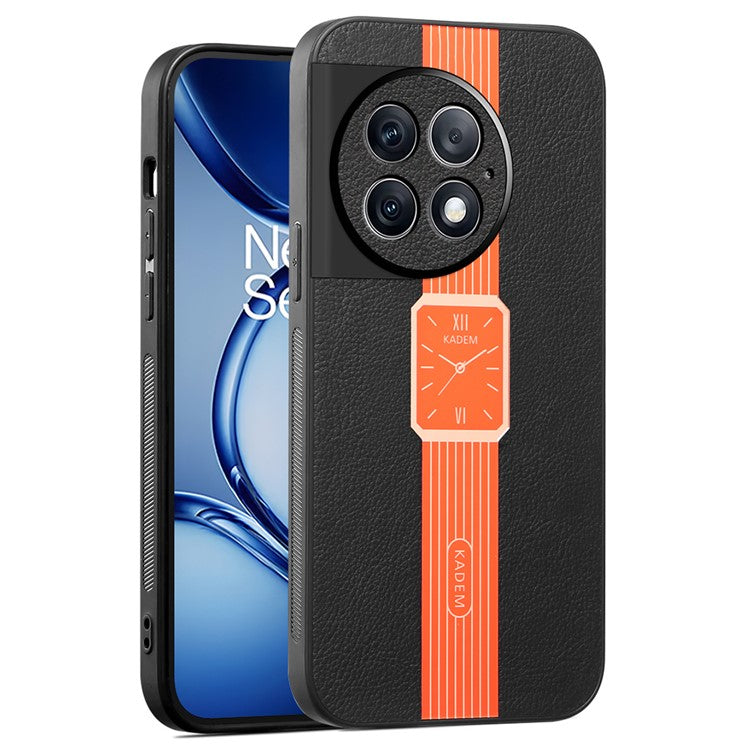 KADEM For OnePlus 13 Case Leather+TPU+Acrylic Anti-Scratch Phone Cover - Orange