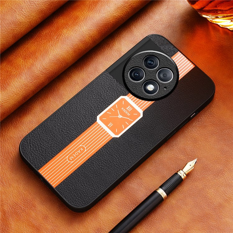 KADEM For OnePlus 13 Case Leather+TPU+Acrylic Anti-Scratch Phone Cover - Orange