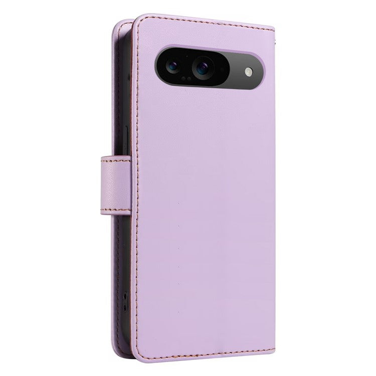 For Google Pixel 9 Case RFID Blocking Leather Wallet Flip Phone Cover with Wrist Strap - Purple