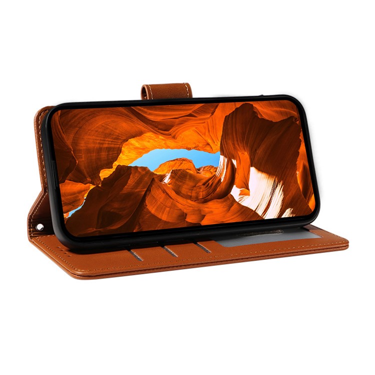 For Google Pixel 8 Pro Case RFID Blocking Leather Wallet Flip Phone Cover with Wrist Strap - Light Brown