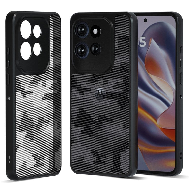 IBMRS For Motorola Edge 50 Neo 5G / S50 5G Case TPU + PC Heavy Duty Shockproof Phone Cover Camera Protection - Grid Camouflage