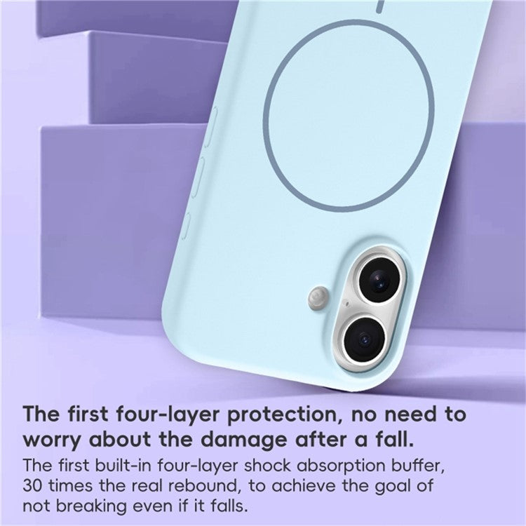 For iPhone 16 Plus Case Compatible with MagSafe Liquid Silicone Anti-Drop Phone Cover - Blue