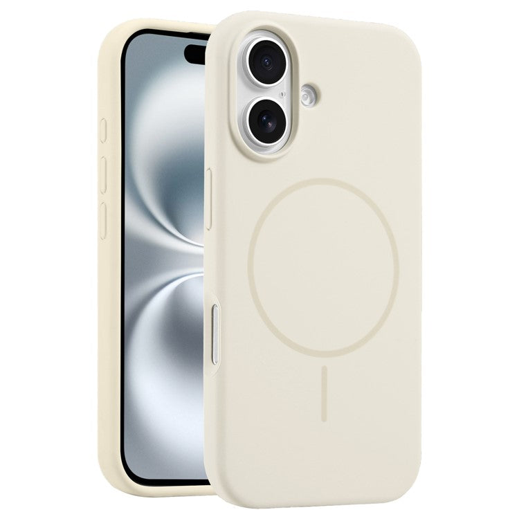 For iPhone 16 Plus Case Compatible with MagSafe Liquid Silicone Anti-Drop Phone Cover - Beige