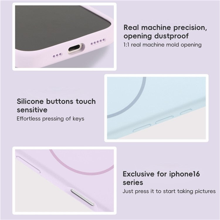 For iPhone 16 Pro Case Compatible with MagSafe Liquid Silicone Anti-Drop Phone Cover - Light Pink
