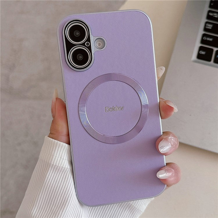 DEKKER For iPhone 16 Plus Back Cover Compatible with MagSafe PU+TPU Phone Case - Light Purple