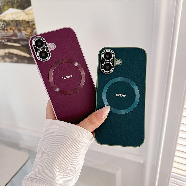 DEKKER For iPhone 16 Plus Back Cover Compatible with MagSafe PU+TPU Phone Case - Light Purple