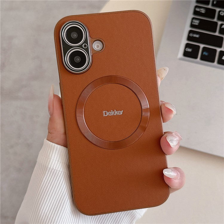 DEKKER For iPhone 16 Plus Back Cover Compatible with MagSafe PU+TPU Phone Case - Orange