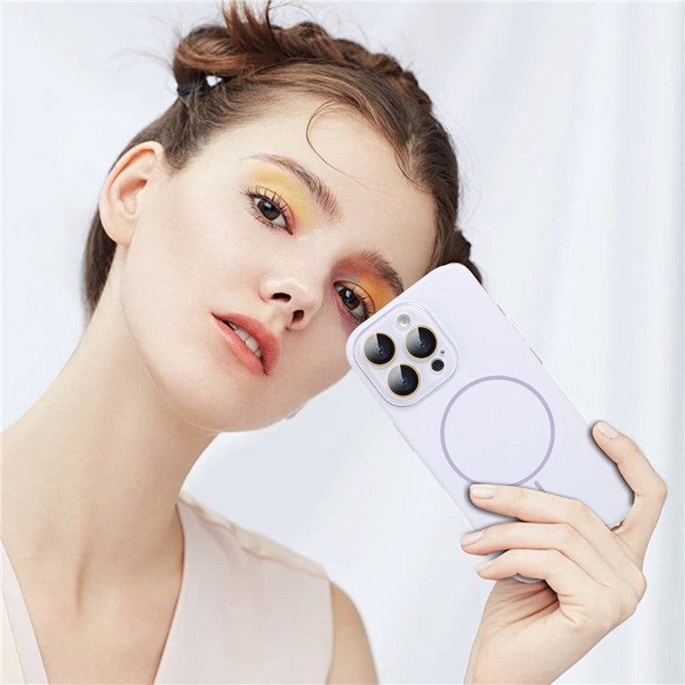 For iPhone 16 Pro Case Compatible with MagSafe Liquid Silicone Anti-Drop Phone Cover with Lens Film - White