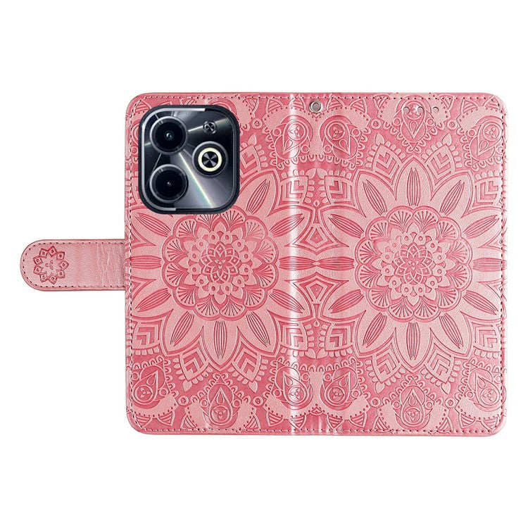 Leather Case for Infinix Smart 8 Plus / Smart 8 Pro 4G / Smart 8 4G / Hot 40i / TECNO Spark 20 / Spark Go 2024 4G / Pop 8 Sunflower Wallet Cover - Pink