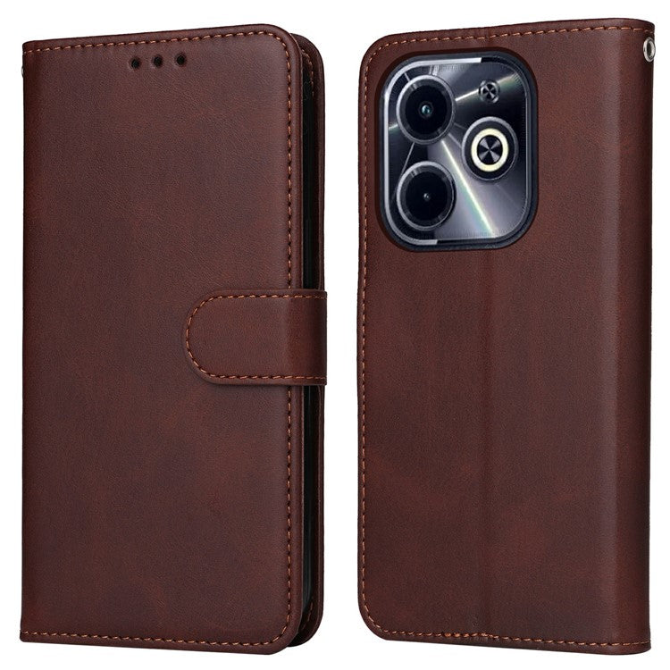 Wallet Case for Infinix Smart 8 Plus / Smart 8 Pro 4G / Smart 8 4G / Hot 40i / TECNO Spark 20 / Spark Go 2024 4G Leather Phone Cover - Brown