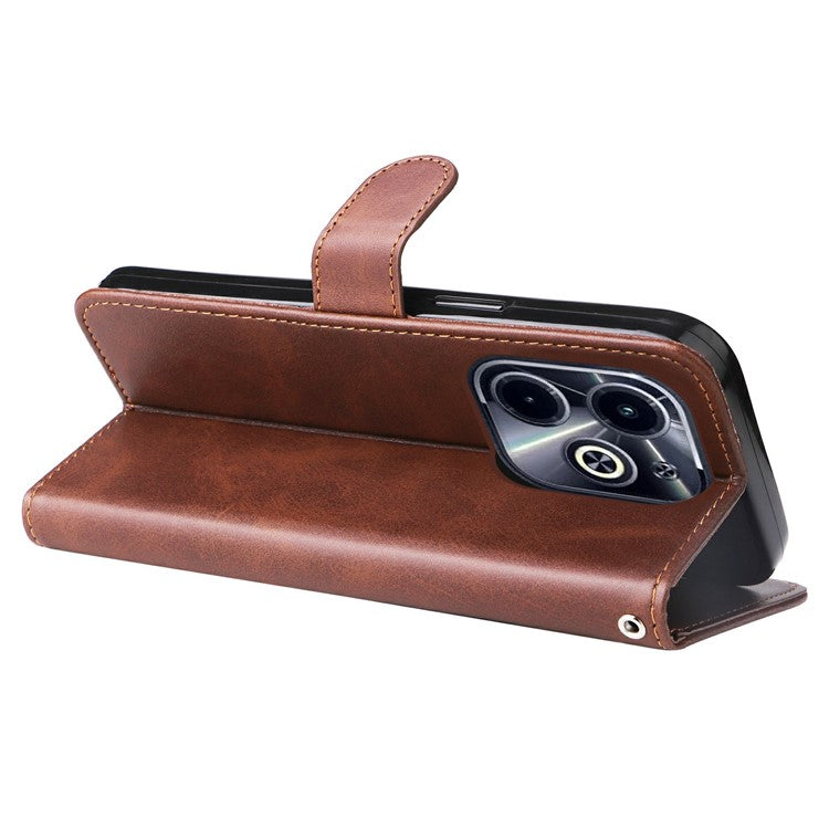 Zipper Wallet Case for Infinix Smart 8 Plus / Smart 8 Pro 4G / Smart 8 4G / Hot 40i / TECNO Spark 20 / Spark Go 2024 4G Leather Cover - Brown