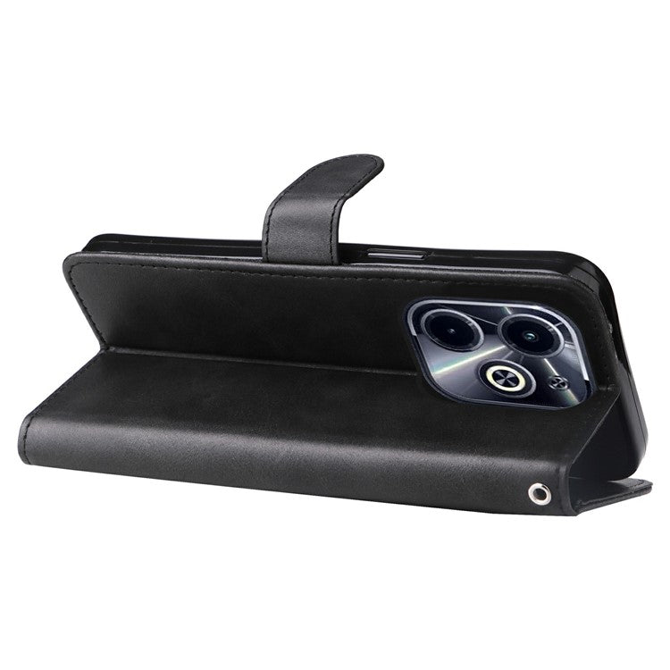 Zipper Wallet Case for Infinix Smart 8 Plus / Smart 8 Pro 4G / Smart 8 4G / Hot 40i / TECNO Spark 20 / Spark Go 2024 4G Leather Cover - Black