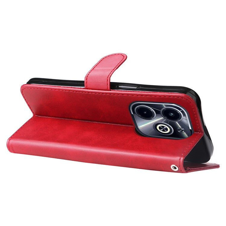 Zipper Wallet Case for Infinix Smart 8 Plus / Smart 8 Pro 4G / Smart 8 4G / Hot 40i / TECNO Spark 20 / Spark Go 2024 4G Leather Cover - Red