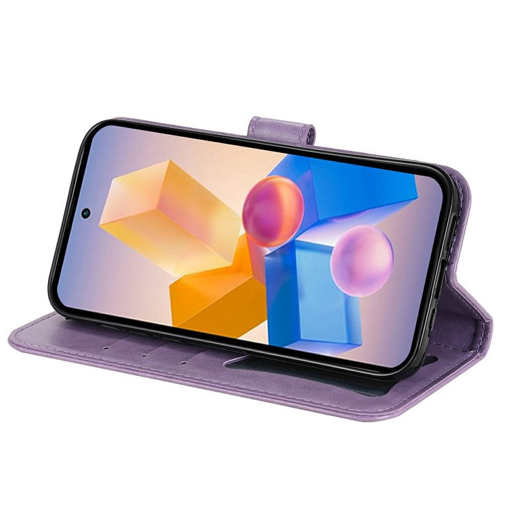 Leather Case for Infinix Smart 8 Plus / Smart 8 Pro 4G / Smart 8 4G / Hot 40i / TECNO Spark 20 / Spark Go 2024 4G Flower Phone Cover - Purple