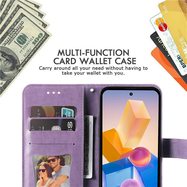Leather Case for Infinix Smart 8 Plus / Smart 8 Pro 4G / Smart 8 4G / Hot 40i / TECNO Spark 20 / Spark Go 2024 4G Flower Phone Cover - Purple