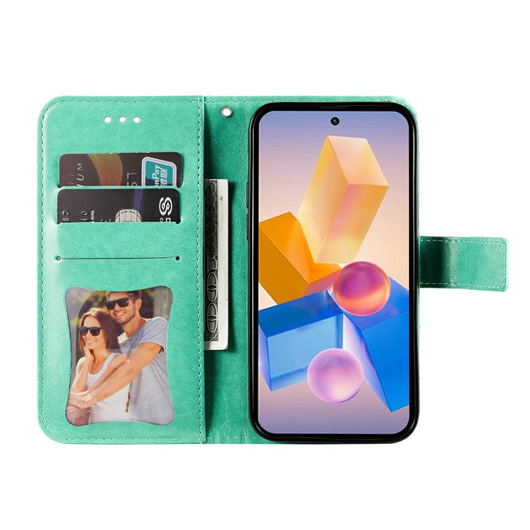 Leather Case for Infinix Smart 8 Plus / Smart 8 Pro 4G / Smart 8 4G / Hot 40i / TECNO Spark 20 / Spark Go 2024 4G Flower Phone Cover - Green