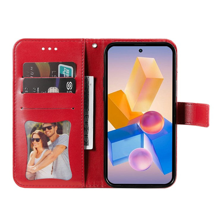 Leather Case for Infinix Smart 8 Plus / Smart 8 Pro 4G / Smart 8 4G / Hot 40i / TECNO Spark 20 / Spark Go 2024 4G Flower Phone Cover - Red