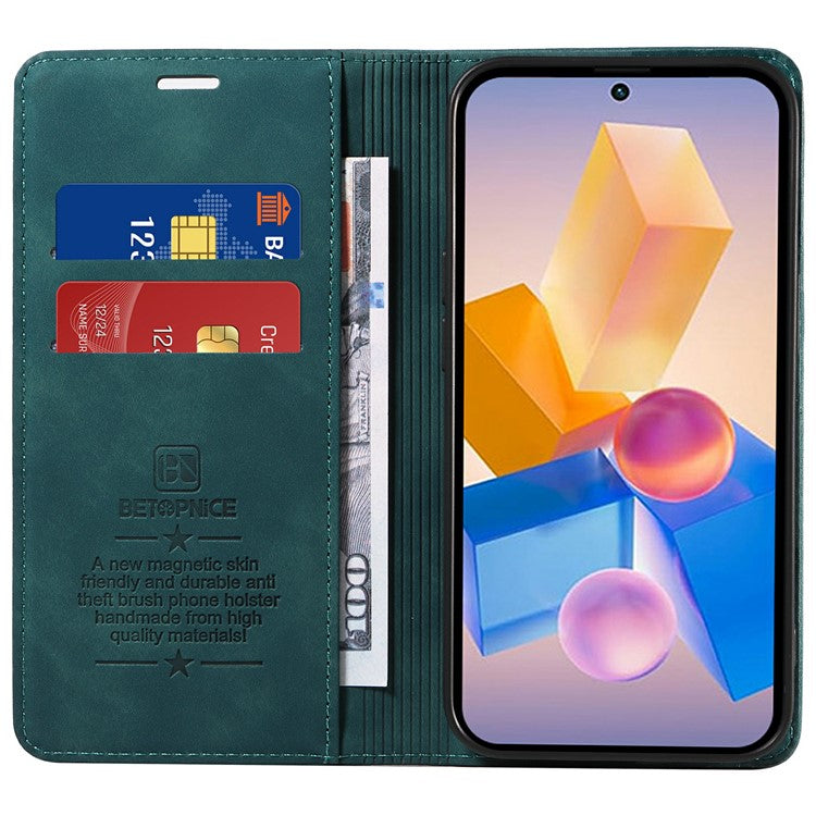 BETOPNICE 003 Wallet Case for Infinix Smart 8 Plus / Smart 8 Pro 4G / Smart 8 4G / Hot 40i / TECNO Spark Go 2024 4G Leather Phone Cover - Green