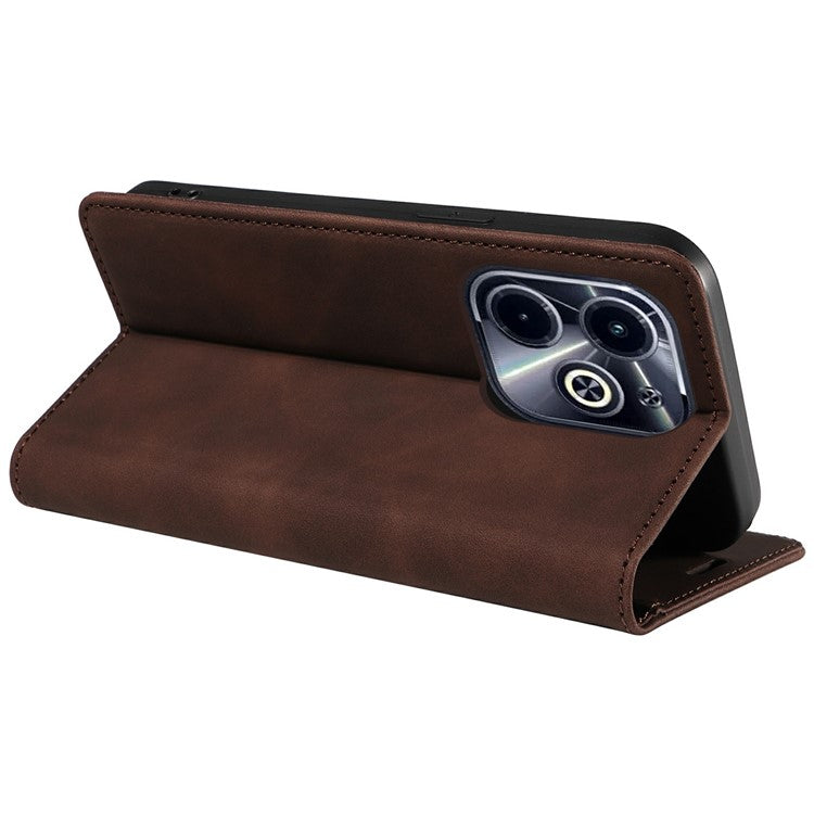 BETOPNICE 003 Wallet Case for Infinix Smart 8 Plus / Smart 8 Pro 4G / Smart 8 4G / Hot 40i / TECNO Spark Go 2024 4G Leather Phone Cover - Brown