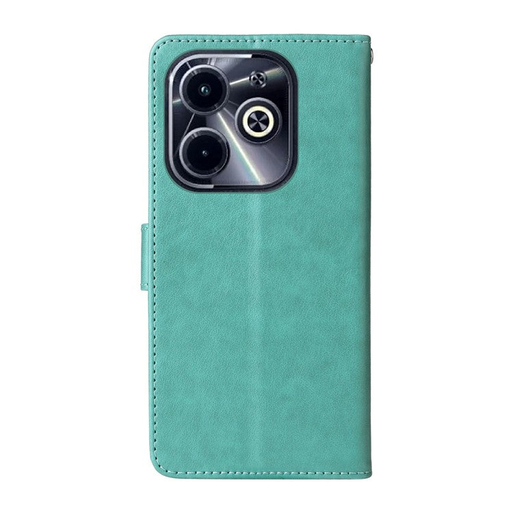 Leather Case for Infinix Smart 8 Plus / Smart 8 Pro 4G / Smart 8 4G / Hot 40i / TECNO Spark 20 / Spark Go 2024 4G Butterfly Floral Cover - Green