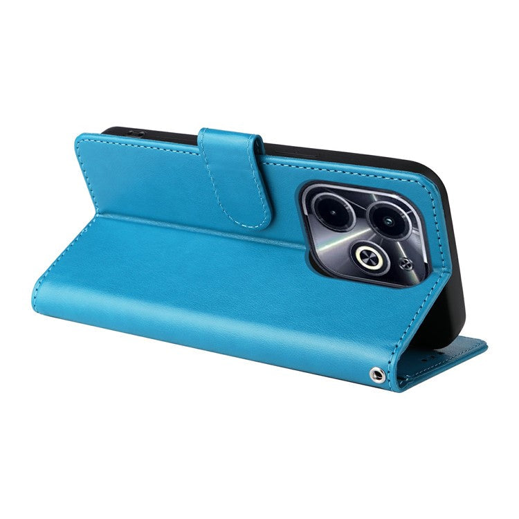 Leather Case for Infinix Smart 8 Plus / Smart 8 Pro 4G / Smart 8 4G / Hot 40i / TECNO Spark 20 / Spark Go 2024 4G Butterfly Floral Cover - Blue