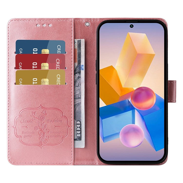 Leather Case for Infinix Smart 8 Plus / Smart 8 Pro 4G / Smart 8 4G / Hot 40i / TECNO Spark 20 / Spark Go 2024 4G Butterfly Floral Cover - Pink