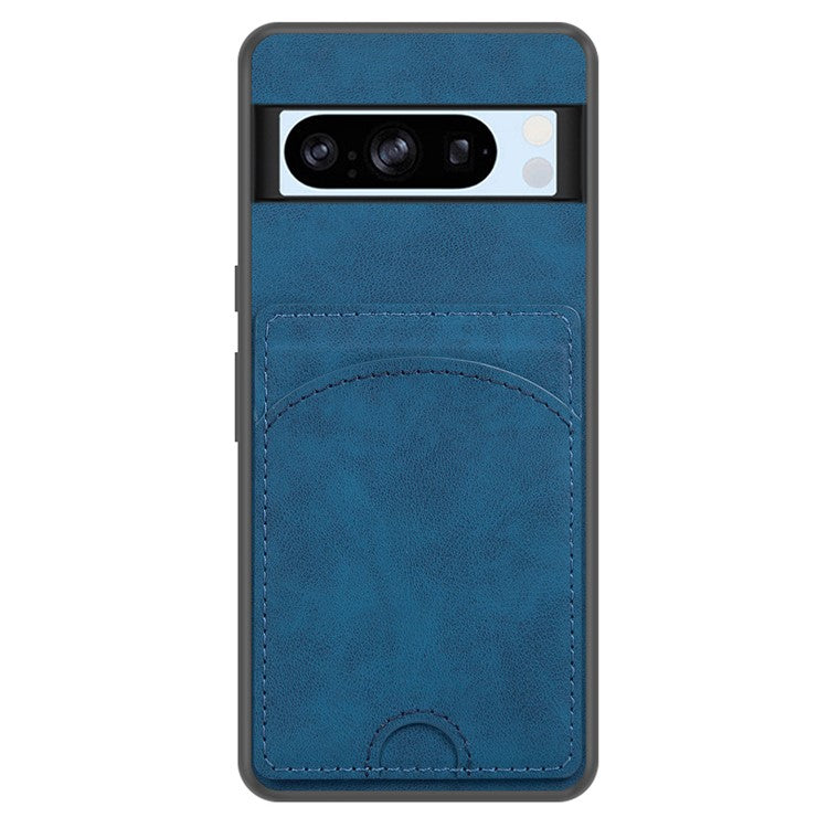 For Google Pixel 9 Pro / Pixel 9 Case Kickstand Leather Coated TPU Phone Cover with Card Slot - Blue
