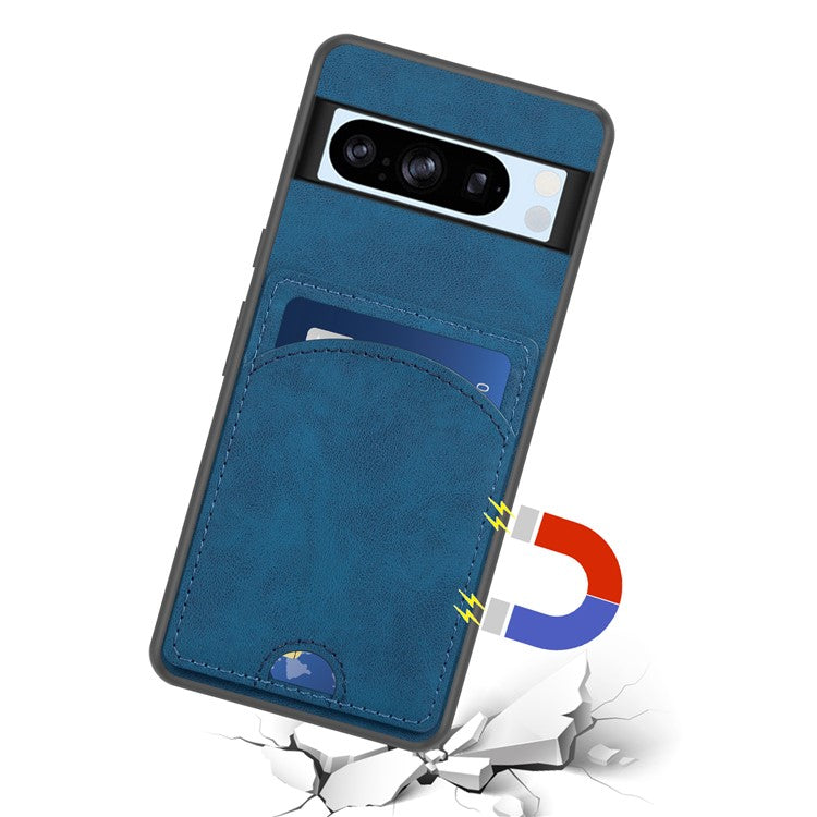 For Google Pixel 9 Pro / Pixel 9 Case Kickstand Leather Coated TPU Phone Cover with Card Slot - Grey
