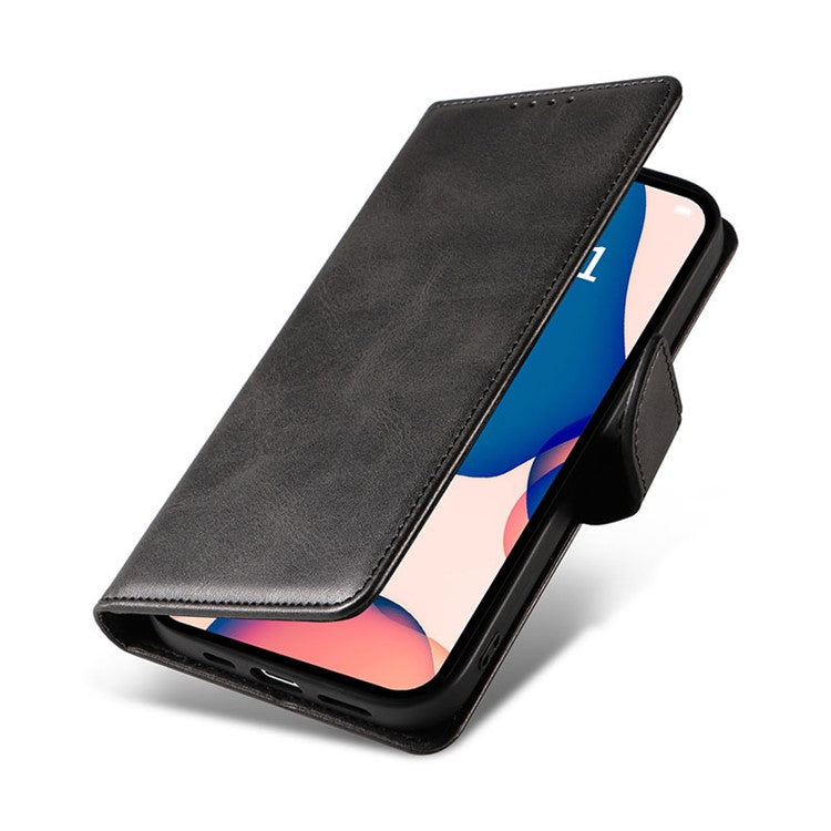 For iPhone 16 Pro Case Calf Texture Magnetic Clasp Wallet PU Leather Phone Cover - Khaki