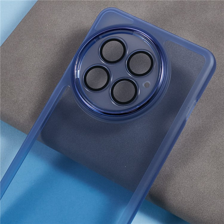 For OnePlus 13 Case Electroplated Camera Frame TPU Phone Cover - Transparent Blue