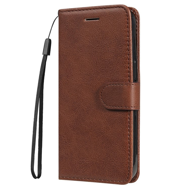 For Google Pixel 9a Case Solid Color Leather Phone Cover Wallet Stand - Brown