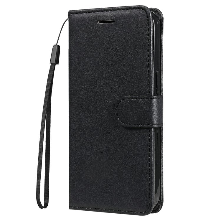 For Google Pixel 9a Case Solid Color Leather Phone Cover Wallet Stand - Black