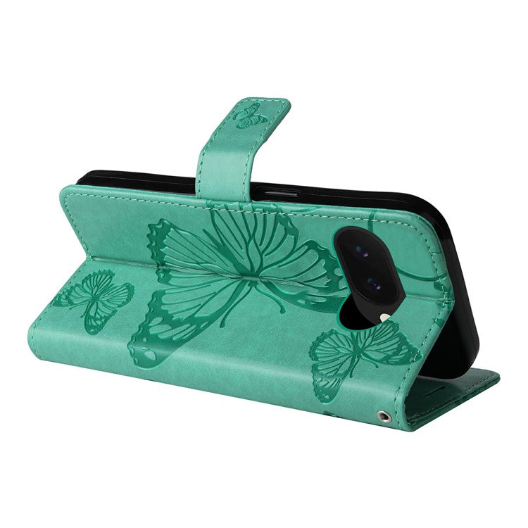 For Google Pixel 9a Case Butterfly Leather Phone Cover - Green