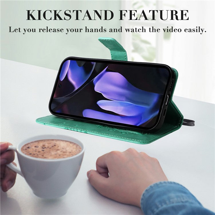 For Google Pixel 9a Case Butterfly Leather Phone Cover - Green