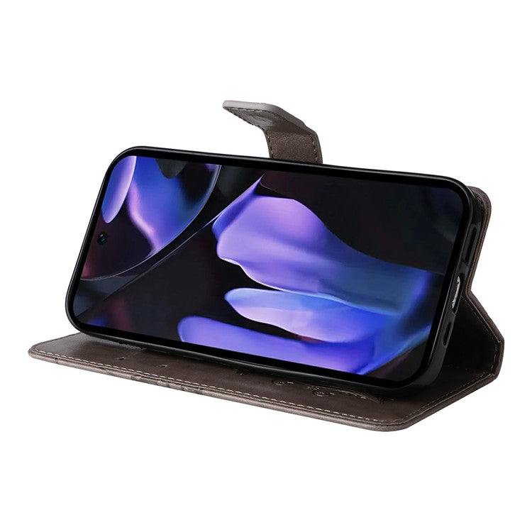 For Google Pixel 9a Case Butterfly Leather Phone Cover - Grey