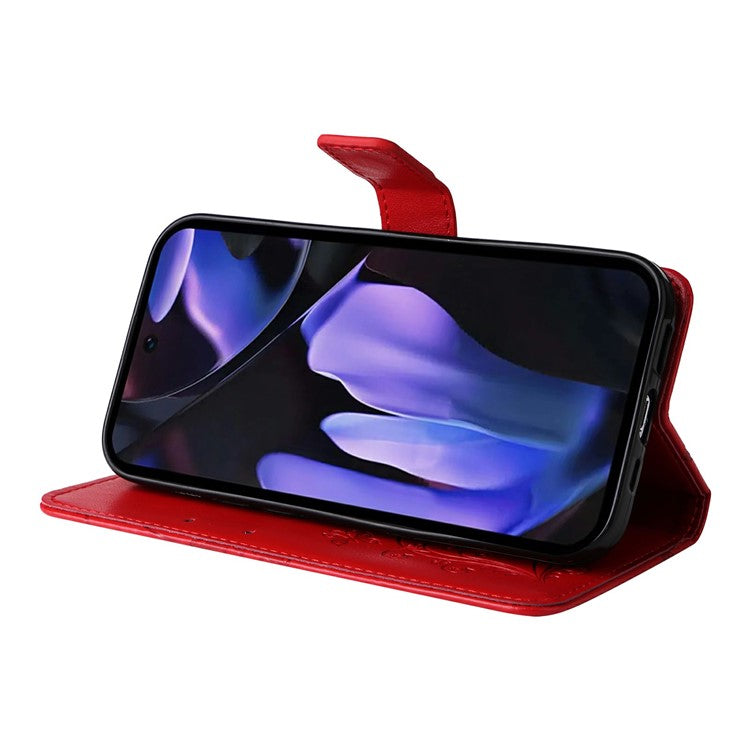 For Google Pixel 9a Case Butterfly Leather Phone Cover - Red