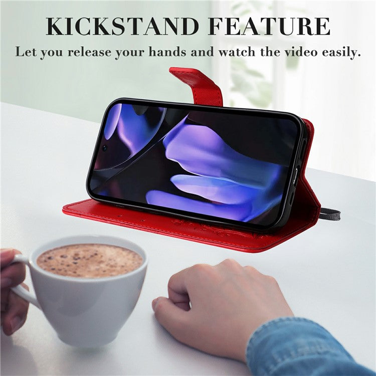 For Google Pixel 9a Case Butterfly Leather Phone Cover - Red