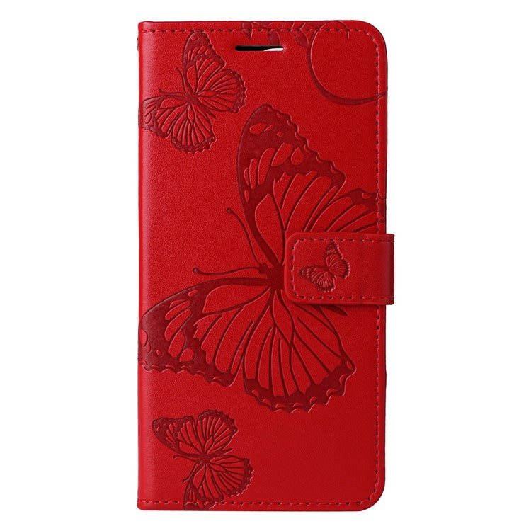 For Google Pixel 9a Case Butterfly Leather Phone Cover - Red