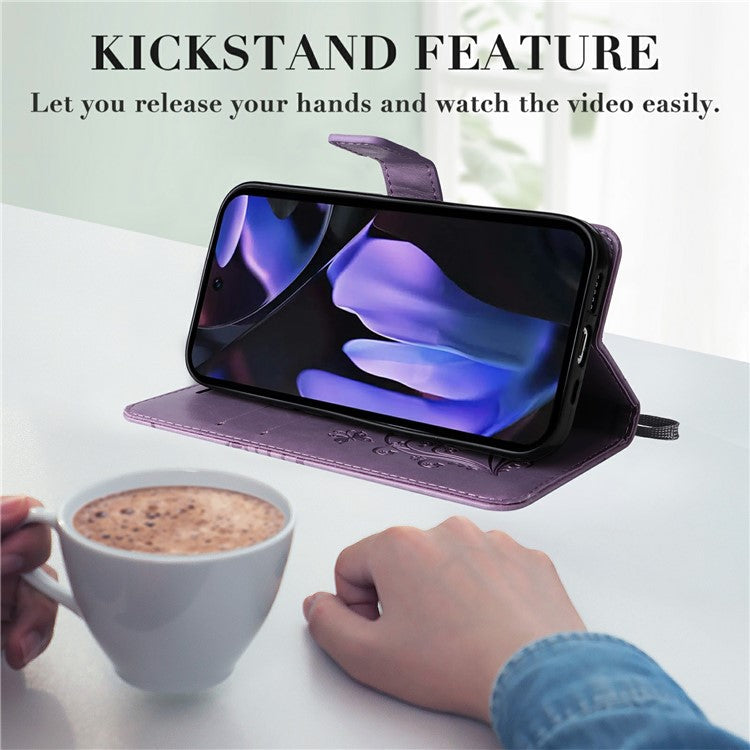 For Google Pixel 9a Case Butterfly Leather Phone Cover - Light Purple