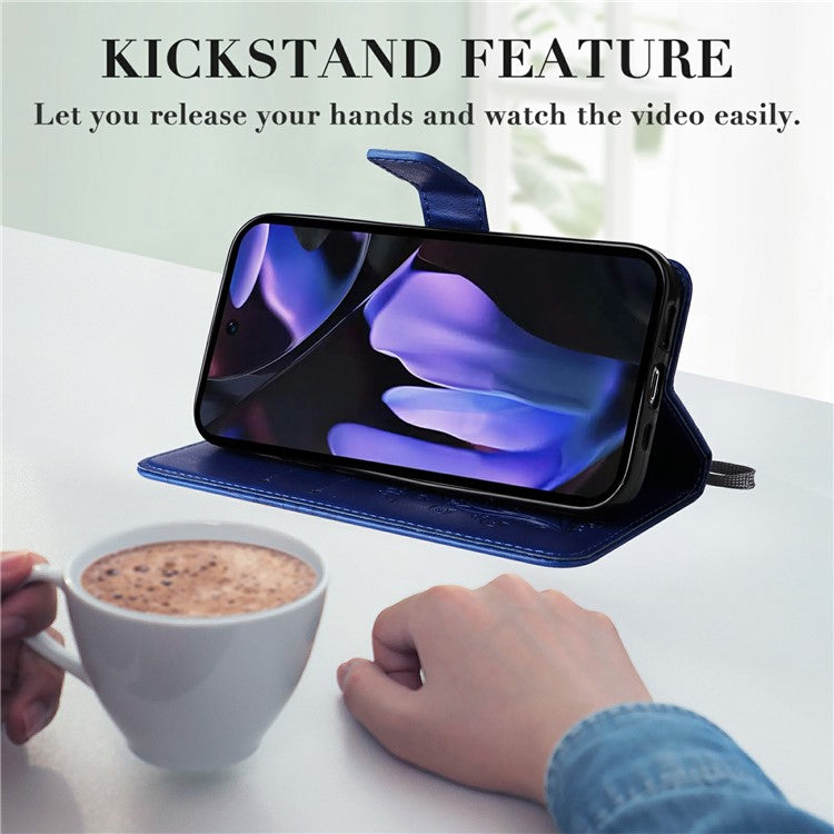 For Google Pixel 9a Case Butterfly Leather Phone Cover - Blue
