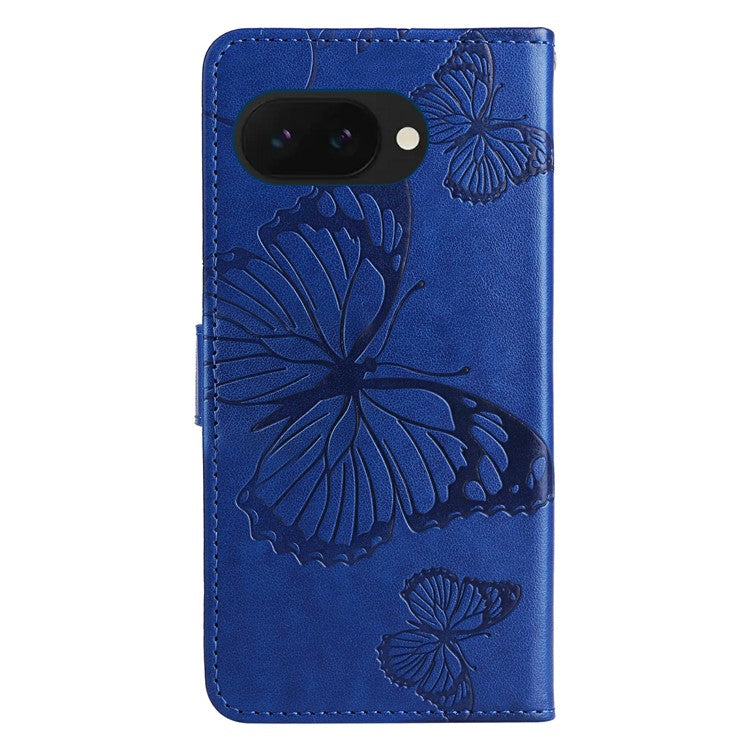 For Google Pixel 9a Case Butterfly Leather Phone Cover - Blue